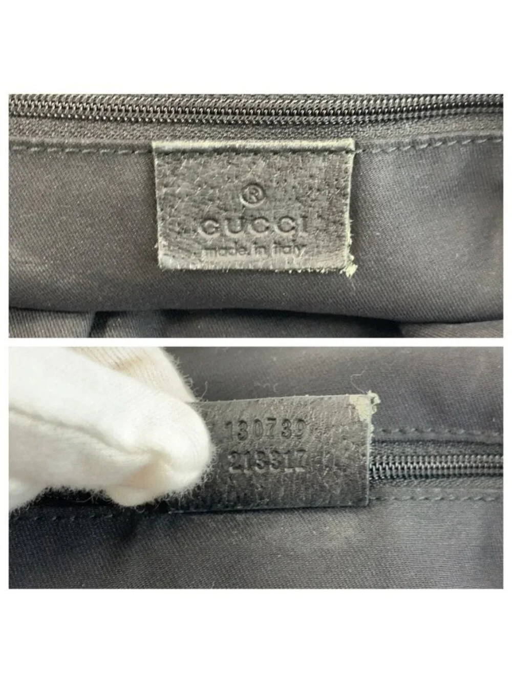 Gucci Abbey Black Gold GG Canvas Leather Tote